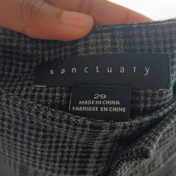 SANCTUARY Evereve Chcarcoal Plaid Soho Trouser Pant - Picture 5 of 8